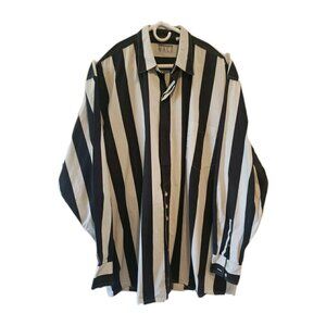 International Male Vintage Shirt Stripes Button Down Retro Cotton Tall Sz L